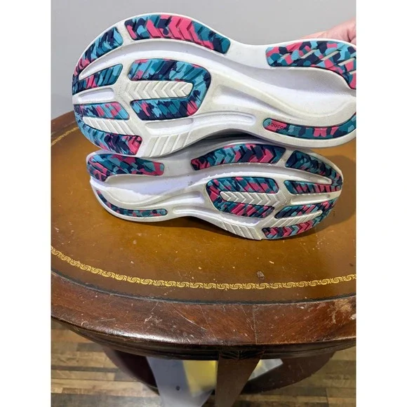 Saucony Ride 15 Running Shoes Womens 9 Grey Navy Gold S10729-40 Excellent PWRRUN - Picture 8 of 9